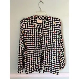 Vintage Pendleton buttoned down blouse black and white checkered 12